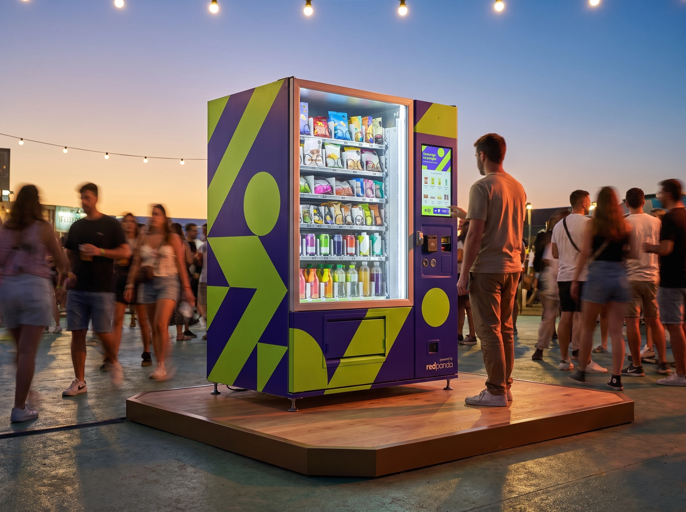 Fully branded Red Panda vending machine at a campaign activation
